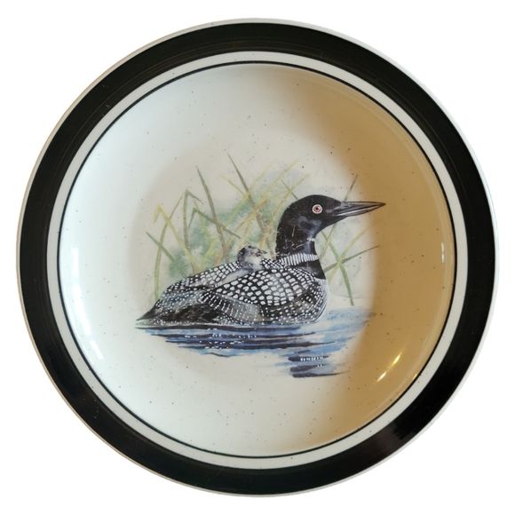 1 Vtg Folkcraft Stoneware Loon Lake Scotty Z Dinner Plate Oven To Table 10 7/8" - Picture 1 of 3